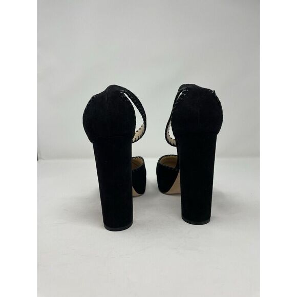 JIMMY CHOO Daphne Platform Heels Women 40 Ankle Strap Black Suede Leather - Picture 7 of 14